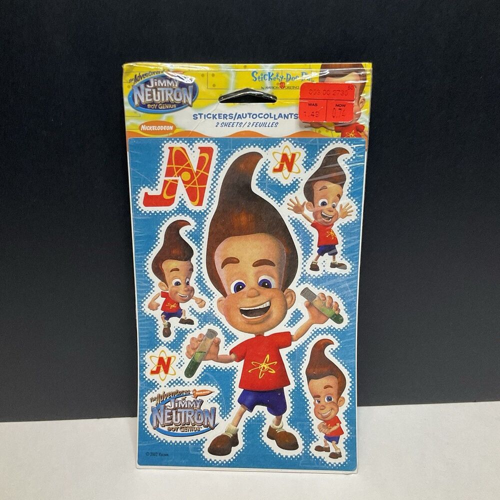 VTG STICKETY DOO DA JIMMY NEUTRON 4 Sheets STICKER SHEET NEW IN PACKAGE 2002